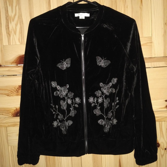 Hazel Embroidered Velvet Bomber Jacket NEW - Picture 4 of 7
